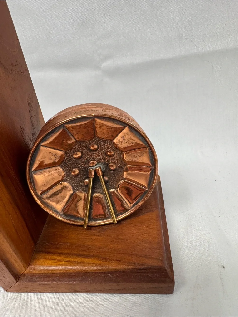 Handcrafted Copper & Wood Bookends - Brown Copper Accent Trinidad